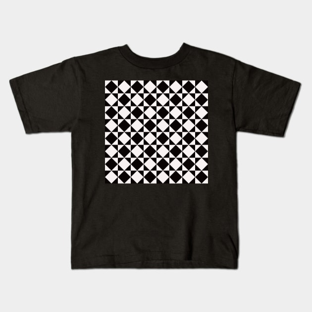 two tone black and white pattern with squares and diamonds Kids T-Shirt by pauloneill-art